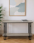 47" Gray and Black Frame Console Table With Shelves