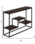 48" Brown and Black Frame Console Table With Shelves