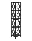 62" Black Metal Corner Bookcase