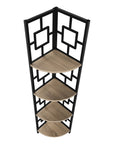 62" Dark Taupe Metal Corner Bookcase