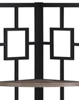 62" Dark Taupe Metal Corner Bookcase