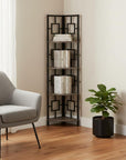 62" Dark Taupe Metal Corner Bookcase