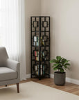 62" Espresso Metal Corner Bookcase