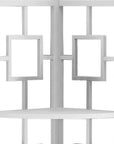 62" White Metal Corner Bookcase