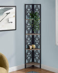 Taupe Metal Four Tier Corner Bookcase