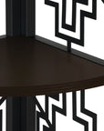 Espresso Metal Four Tier Corner Bookcase