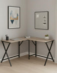 55" Taupe and Black L Shape Computer Desk