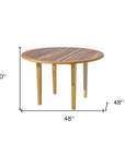 48" Natural Rounded Solid Wood Outdoor Dining Table
