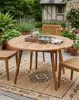 36" Natural Rounded Solid Wood Outdoor Dining Table