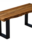 43" Brown and Black Solid Wood Dining Bench