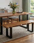 43" Brown and Black Solid Wood Dining Bench