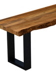 43" Brown and Black Solid Wood Dining Bench