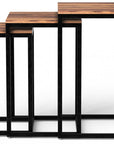 Set of Three 17" Black And Brown Solid Wood Nested Tables