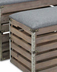 24" Gray and Brown Linen Upholstered Storage Bench with Flip Top
