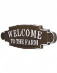 Welcome To The Farm Lacquered Black And White Metal Wall Art
