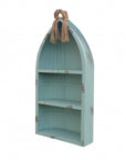 34" Aqua Blue Wood Canoe Hanging Shelf