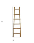 72" Natural Distressed Solid Wood Six Step Ladder Shelf