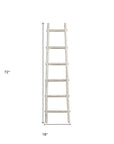 72" Natural Distressed Solid Wood Six Step Ladder Shelf