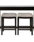 Set of Two 27" Light Gray And Dark Brown Fabric And Solid Wood Backless Bar Chairs