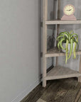 Gray Solid Wood Corner Bookcase