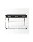 51" Black Writing Desk With Three Drawers