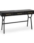 51" Black Writing Desk With Three Drawers