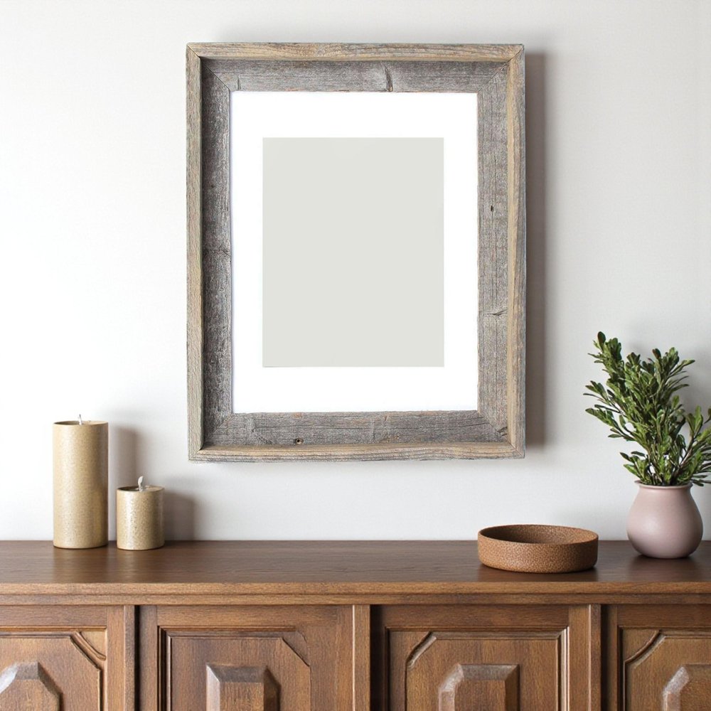 16" x 20" Gray Distressed Wood Hanging Picture Frame with Mat