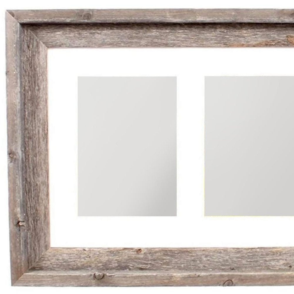 5" x 7" Gray Distressed Reclaimed Wood Hanging Picture Frame with Mat