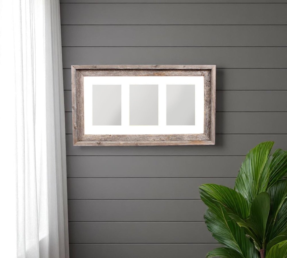 5" x 7" Gray Distressed Reclaimed Wood Hanging Picture Frame with Mat