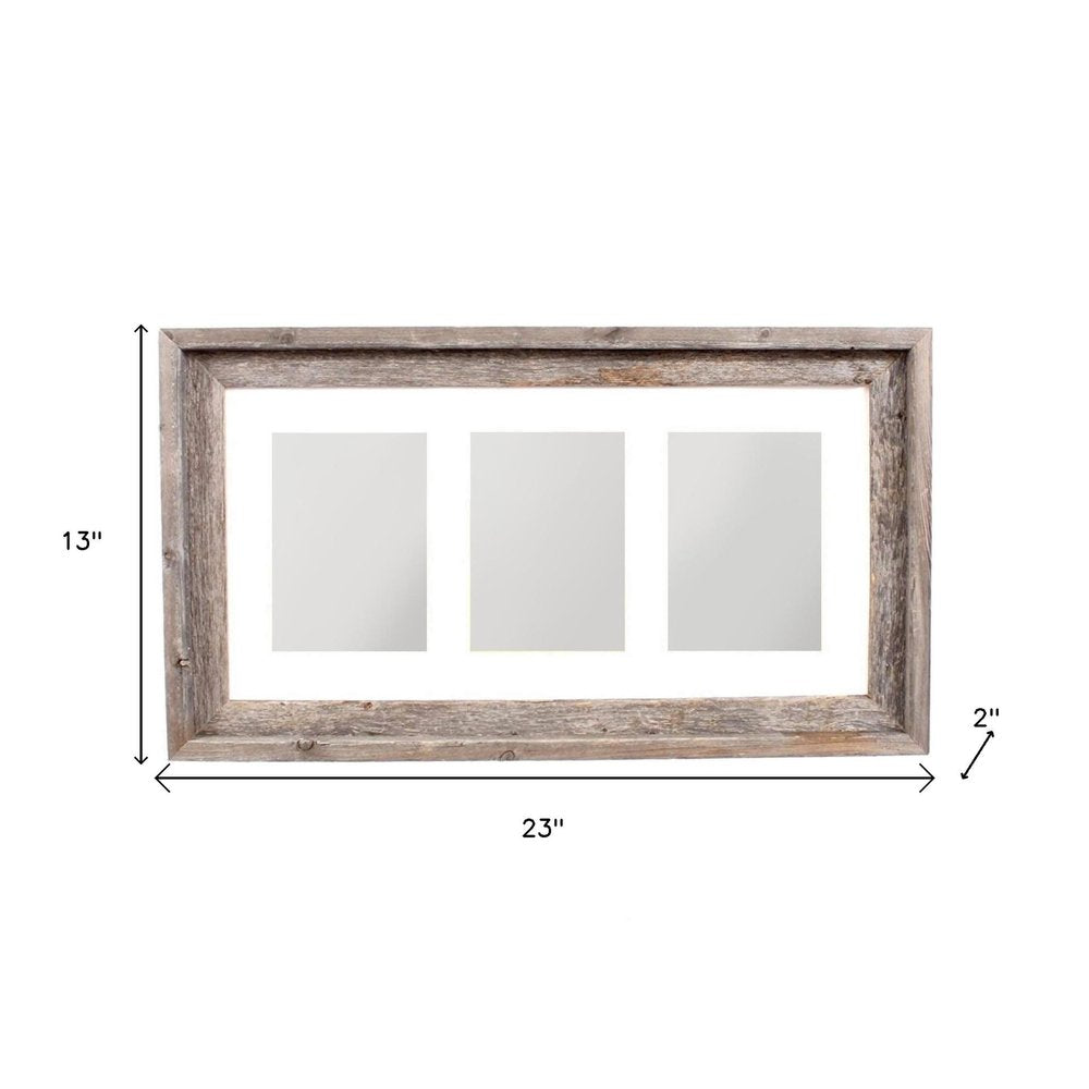 5" x 7" Gray Distressed Reclaimed Wood Hanging Picture Frame with Mat
