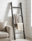 48" Black And Brown Distressed Solid Wood Four Step Ladder Shelf