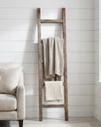 60" Espresso Distressed Solid Wood Five Step Ladder Shelf