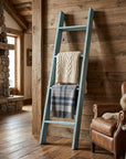 57" Turquoise Distressed Solid Wood Five Step Ladder Shelf