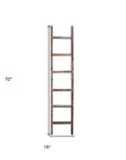 72" Gray Distressed Solid Wood Seven Step Ladder Shelf