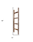 48" Gray Distressed Solid Wood Four Step Ladder Shelf