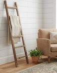 72" Gray Distressed Solid Wood Four Step Ladder Shelf