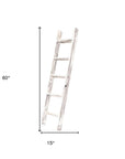 60" Espresso Distressed Solid Wood Five Step Ladder Shelf