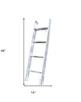 49" White Distressed Solid Wood Four Step Ladder Shelf