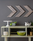 Set of Three Gray Distressed Wood Hanging Arrow Dimensional Sculptures