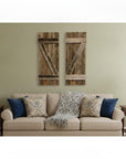 Set of Two 36" X 14" Gray Solid Wood Wall Decor