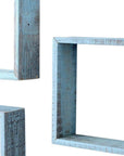 Set of Three Espresso Wood Square Hanging Dimensional Sculpture
