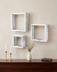 Set of Three Espresso Wood Square Hanging Dimensional Sculpture