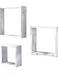 Set of Three Espresso Wood Square Hanging Dimensional Sculpture