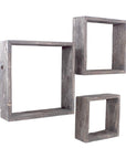 Set of Three Espresso Wood Square Hanging Dimensional Sculpture