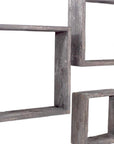 Set of Three Espresso Wood Square Hanging Dimensional Sculpture