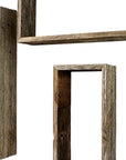 Set of Three Gray Wood Hanging Dimensional Sculpture