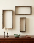 Set of Three Gray Wood Hanging Dimensional Sculpture