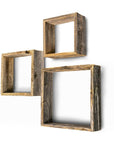 Rustic Farmhouse Set Of 3 Square Shadow Box Shelves