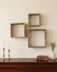 Rustic Farmhouse Set Of 3 Square Shadow Box Shelves