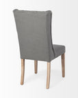 Tufted Cream and Brown Upholstered Linen Wing Back Dining Side Chair